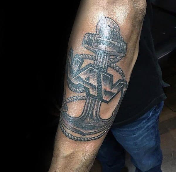 Polished United States Navy Mens Outer Forearm Anchor Tattoos