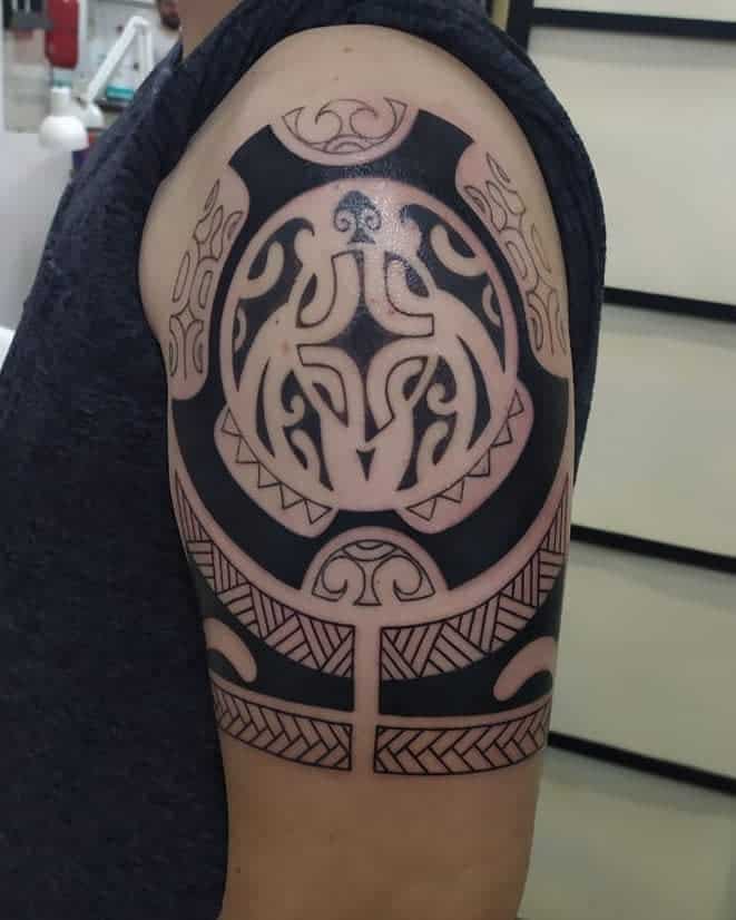 polynesian black arm tattoo downtowntattoostudio