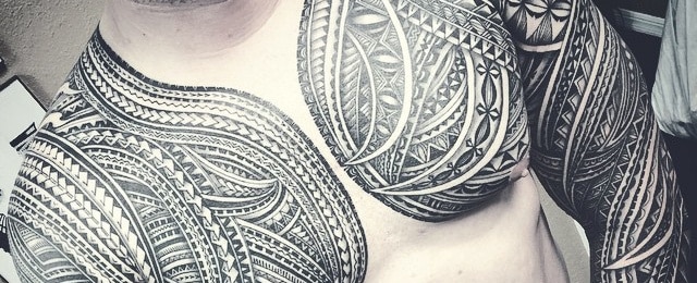 50 Polynesian Chest Tattoo Designs For Men - Tribal Ideas