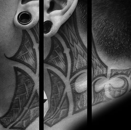 Polynesian Creative Tribal Neck Tattoos For Men