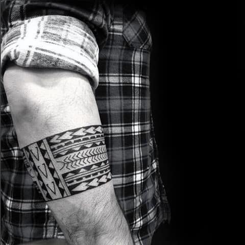 Polynesian Forearm Tribal Band Tattoo Designs For Men