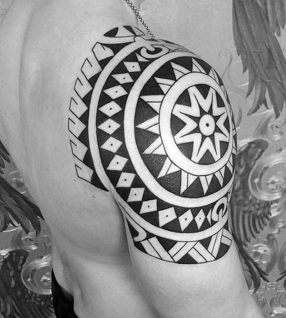 Polynesian Star Design Guys Tribal Arm Tattoo
