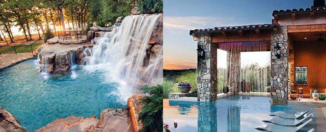 Top 60 Best Pool Waterfall Ideas – Cascading Water Features