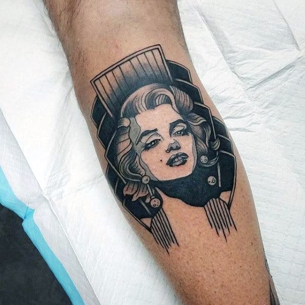 Pop Art Female Guys Leg Tattoo