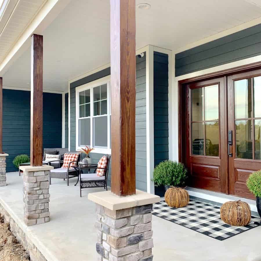 country style porch craftsman home wood columns 