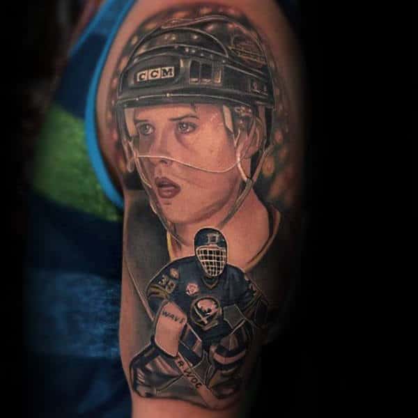 Portrait Hockey Goalie Mens Arm Tattoos