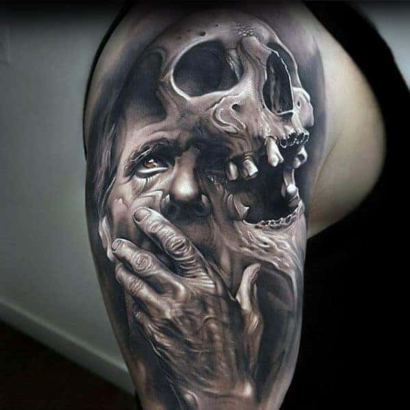 portrait-with-skull-guys-3d-shaded-arm-tattoo-designs