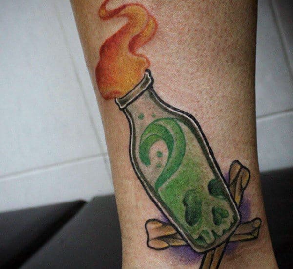 Potion Green Guys Ghost Flames Tattoos