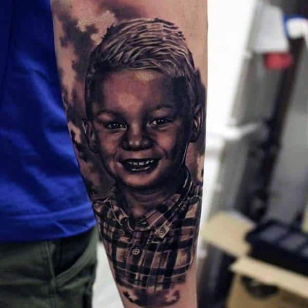 Potrait Father And Son Tattoo Designs For Guys