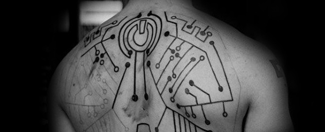 20 Power Symbol Tattoo Designs For Men - Computer Button Ideas