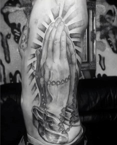 Praying Hand Tattoos Designs For Males On Rib Cage Side Of Body