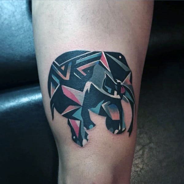 Pretty Elephant Design Tattoo Mens Thighs