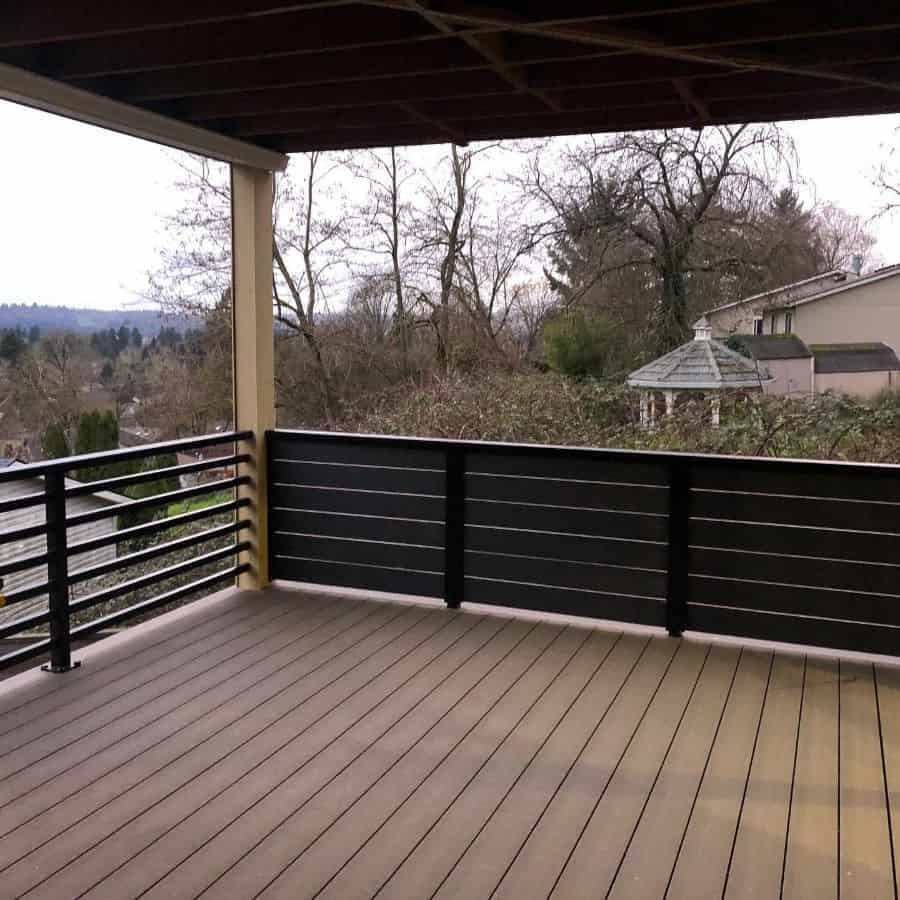 wood deck with privacy railing 