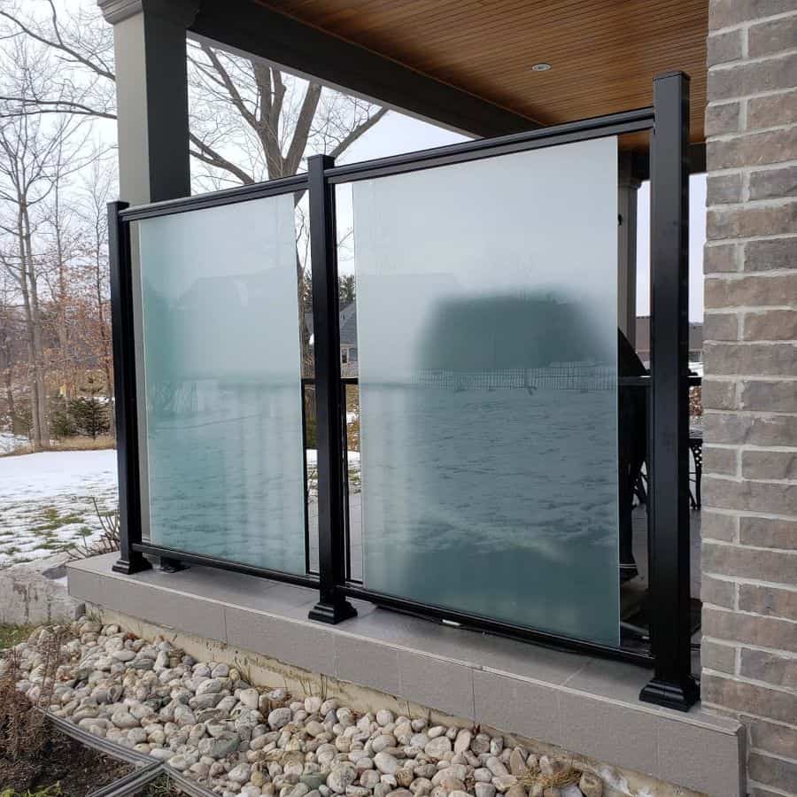 frosted glass privacy porch fencing 
