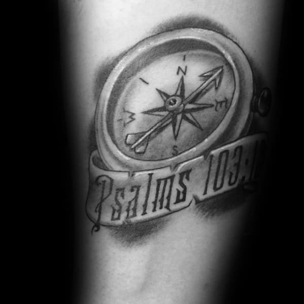 Psalms 103 Small Religious Compass Mens Arm Tattoo