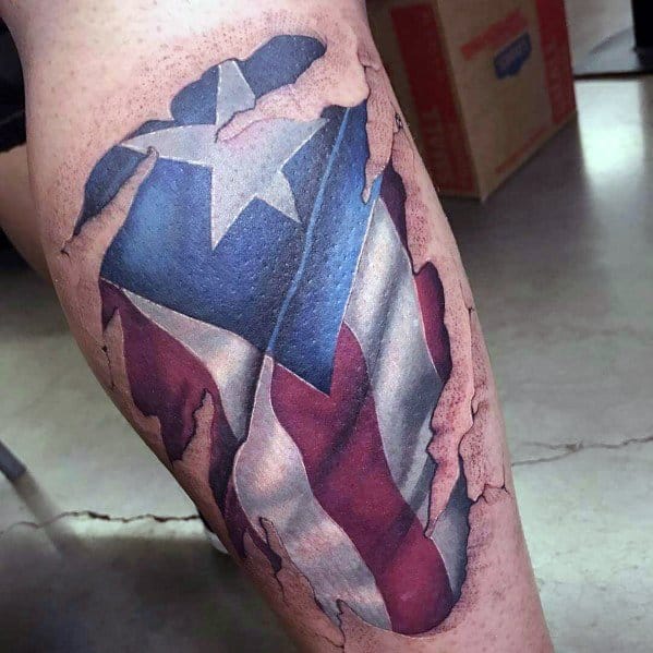 Puerto Rican Flag Male Tattoos