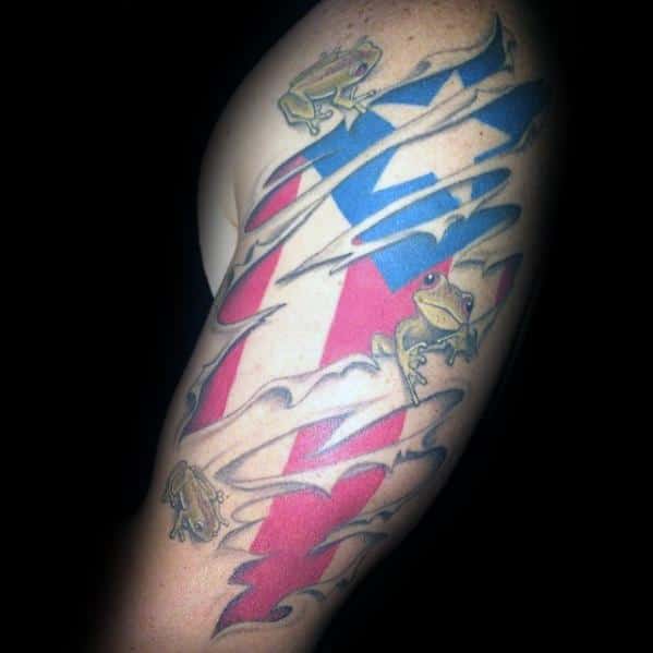 Puerto Rican Flag Mens Tattoos
