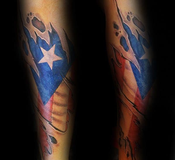 Puerto Rican Flag Tattoo Designs For Gentlemen