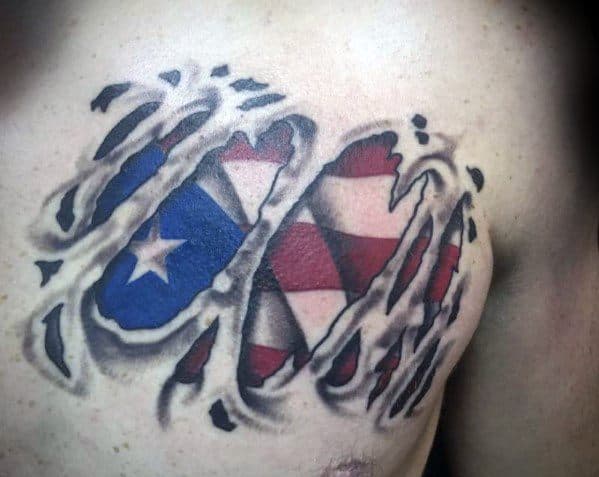 Puerto Rican Flag Themed Tattoo Ideas For Men