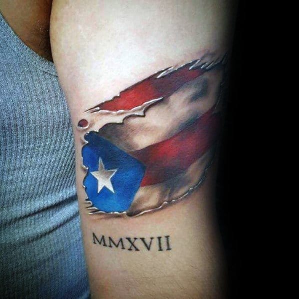 Puerto Rican Flag Tattoo Ideas For Men. 