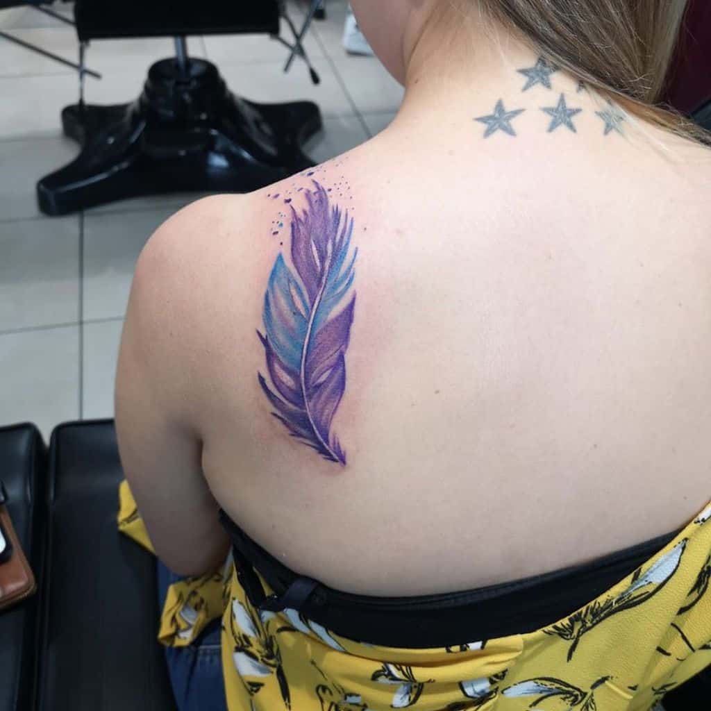 Purple Back Peacock Feather Tattoo