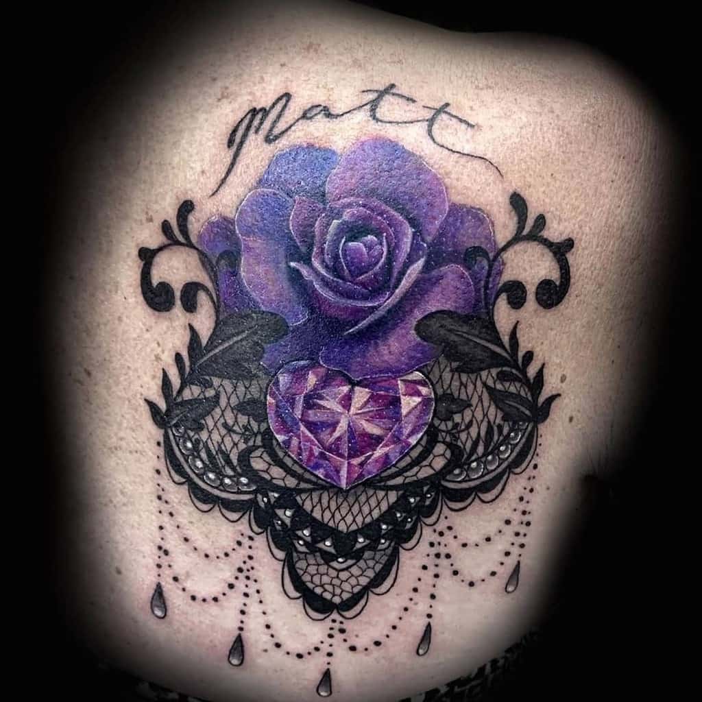 Purple Rose Gem Lace Tattoo