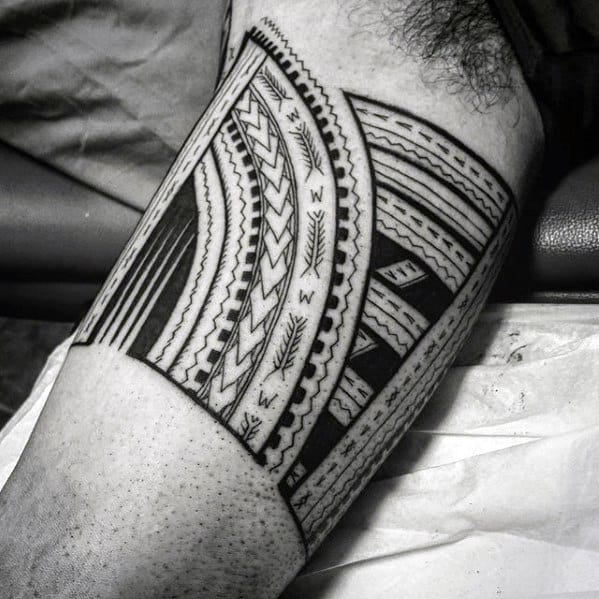 Quarter Sleeve Arm Guys Polynesian Tribal Tattoo