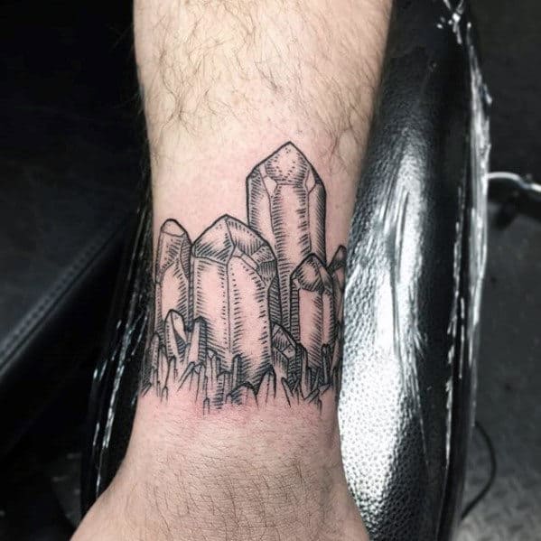 Quarter Sleeve Crystal Themed Mens Leg Tattoo Ideas