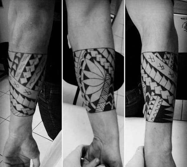 Quarter Sleeve Forearm Mens Tribal Tattoos