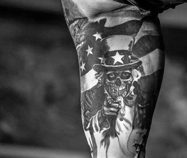 Quarter Sleeve Uncle Sam Mens Tattoo Designs