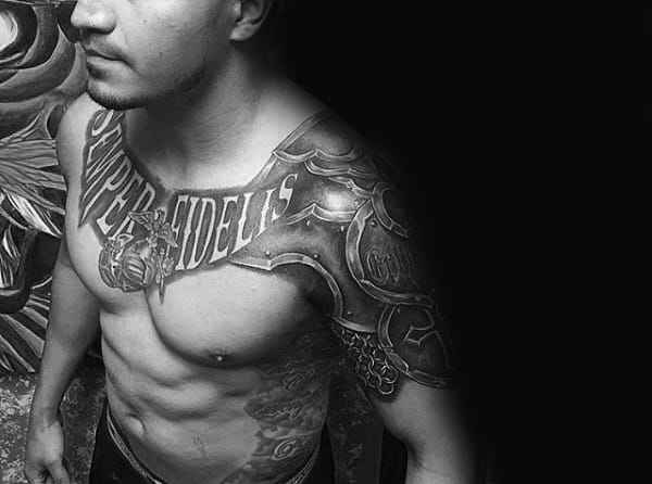 Quarter Sleeves Mens Black Tattoo