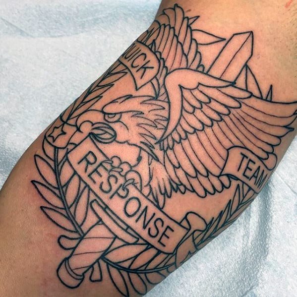 Quick Response Team Means Police Arm Old School Eagle And Sword Tattoos