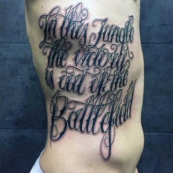 Quote Battlefield Guys Strength Rib Cage Side Tattoo