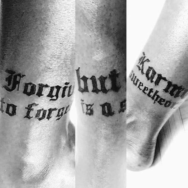 Quote Forgiveness Amazing Mens Ankle Band Tattoo Designs