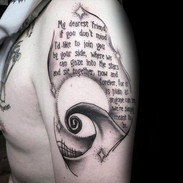 Quote From Night Before Christmas Mens Upper Arm Tattoo
