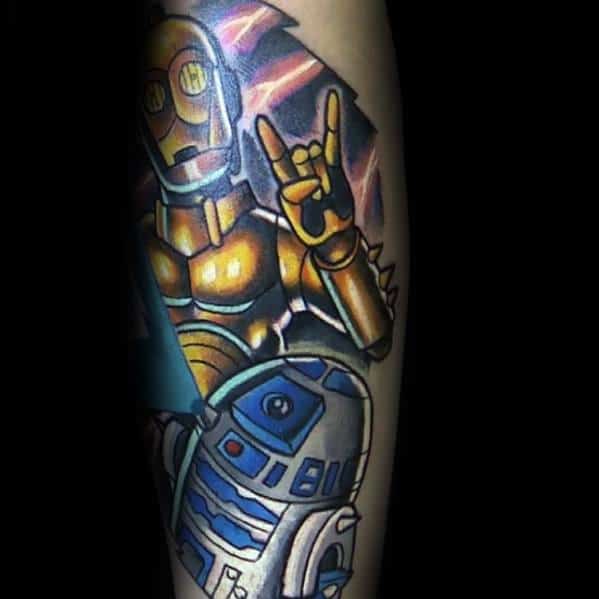 R2d2 With C3po Tattoos For Men
