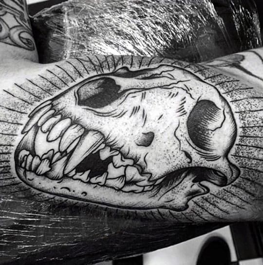 Radiant Wolf Skull Mens Inner Arm Bicep Tattoos
