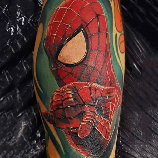 Radical Spiderman Tattoo Male Forearms