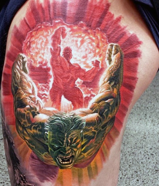 Raging Fire Ball Hulk Tattoo Male Arms