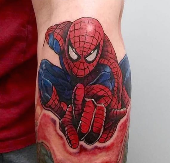 Raging Spider Man Tattoo Male Arms