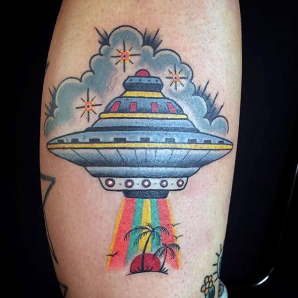 Rainbow Lights From Ufo Tattoo Mens Arms