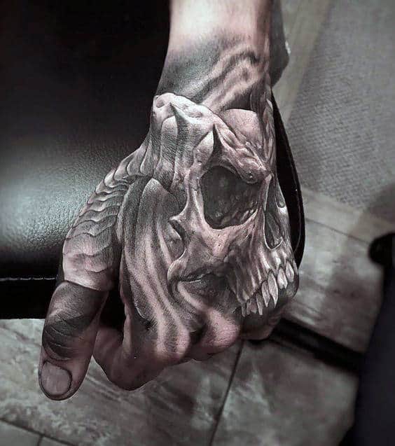 Ram Horn Skull Mens Hand Tattoos