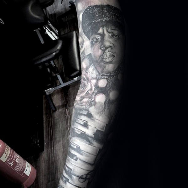 Rap Artist With Piano Keys Music Sleeve Guys Tattoos