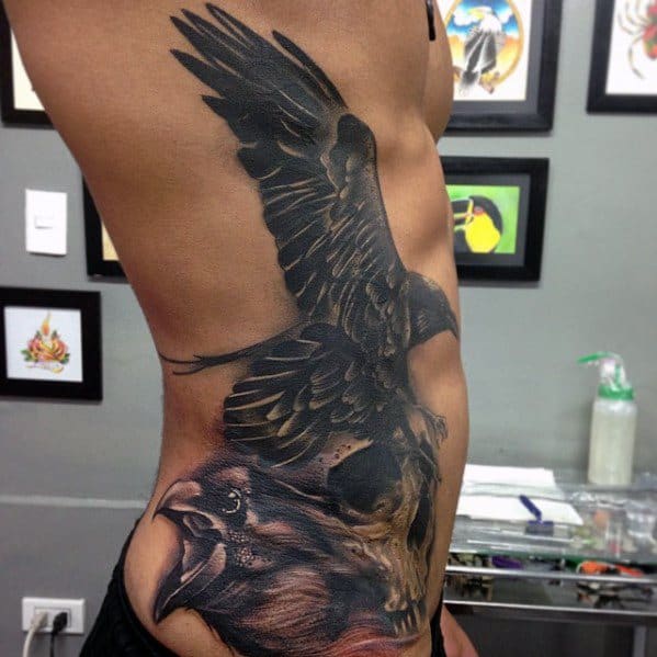 Ravens Rib Cage Side Epic Tattoos Guys