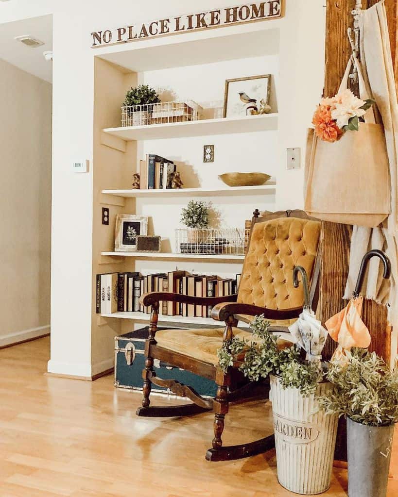 built-in bookcase accent rocking chair 