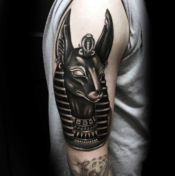 Realistic 3d Anubis Male Tattoo Ideas On Arm