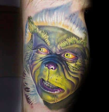 Realistic 3d Cool Male Grinch Tattoo Designs