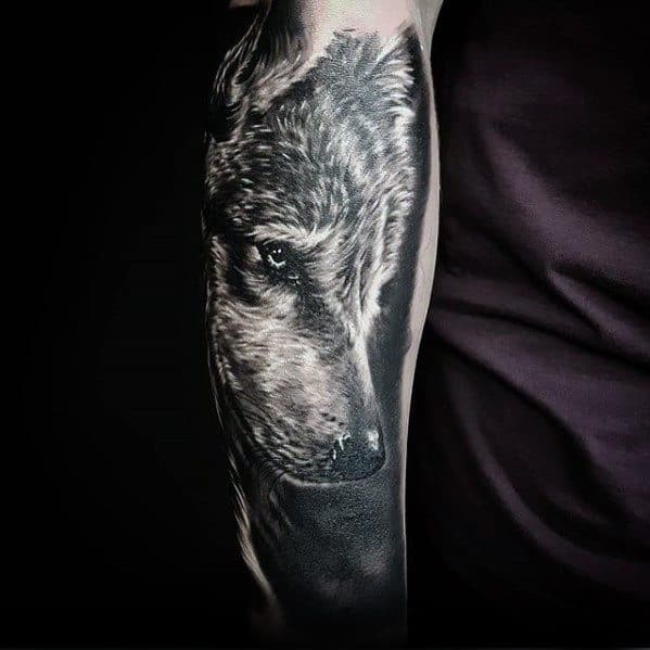 Realistic 3d Dire Wolf Forearm Incredible Game Of Thrones Tattoos For Men