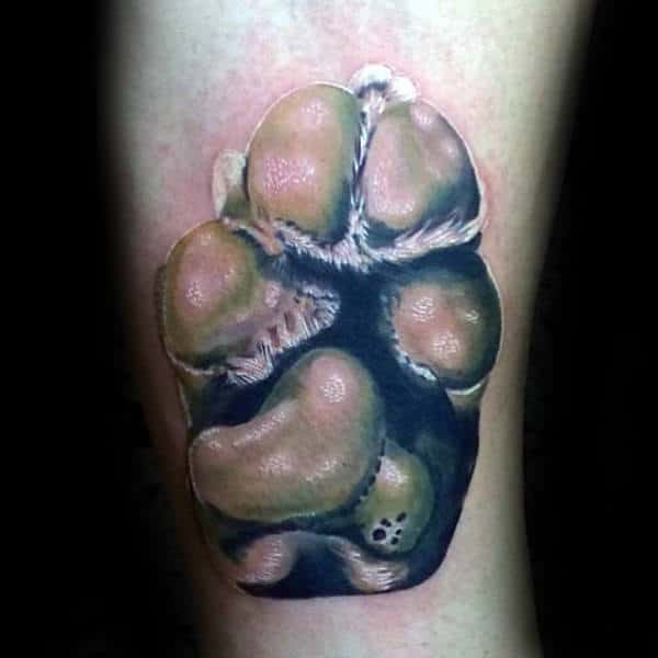 Realistic 3d Dog Paw Mens Arm Tattoo