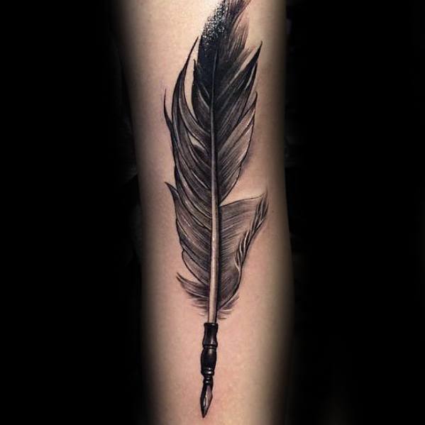 Realistic 3d Forearm Cool Male Quill Tattoo Designs